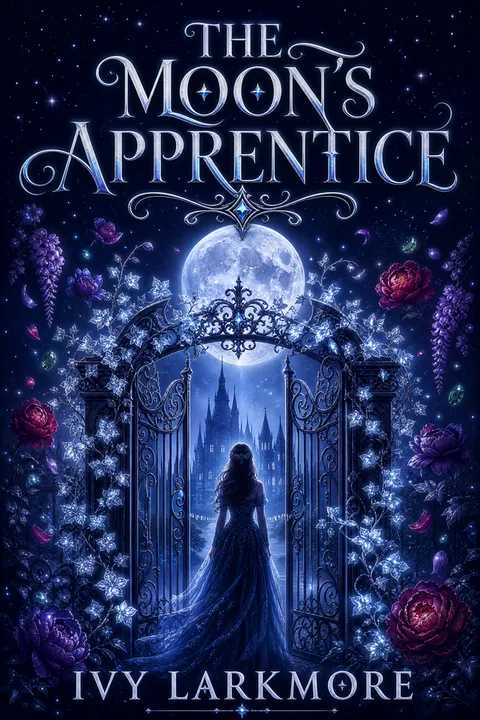 Romantasy Moonlit Garden — fantasy book cover archetype