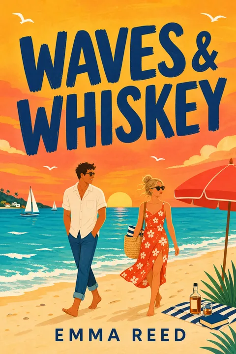 Contemporary Beach Sunset — romance book cover archetype